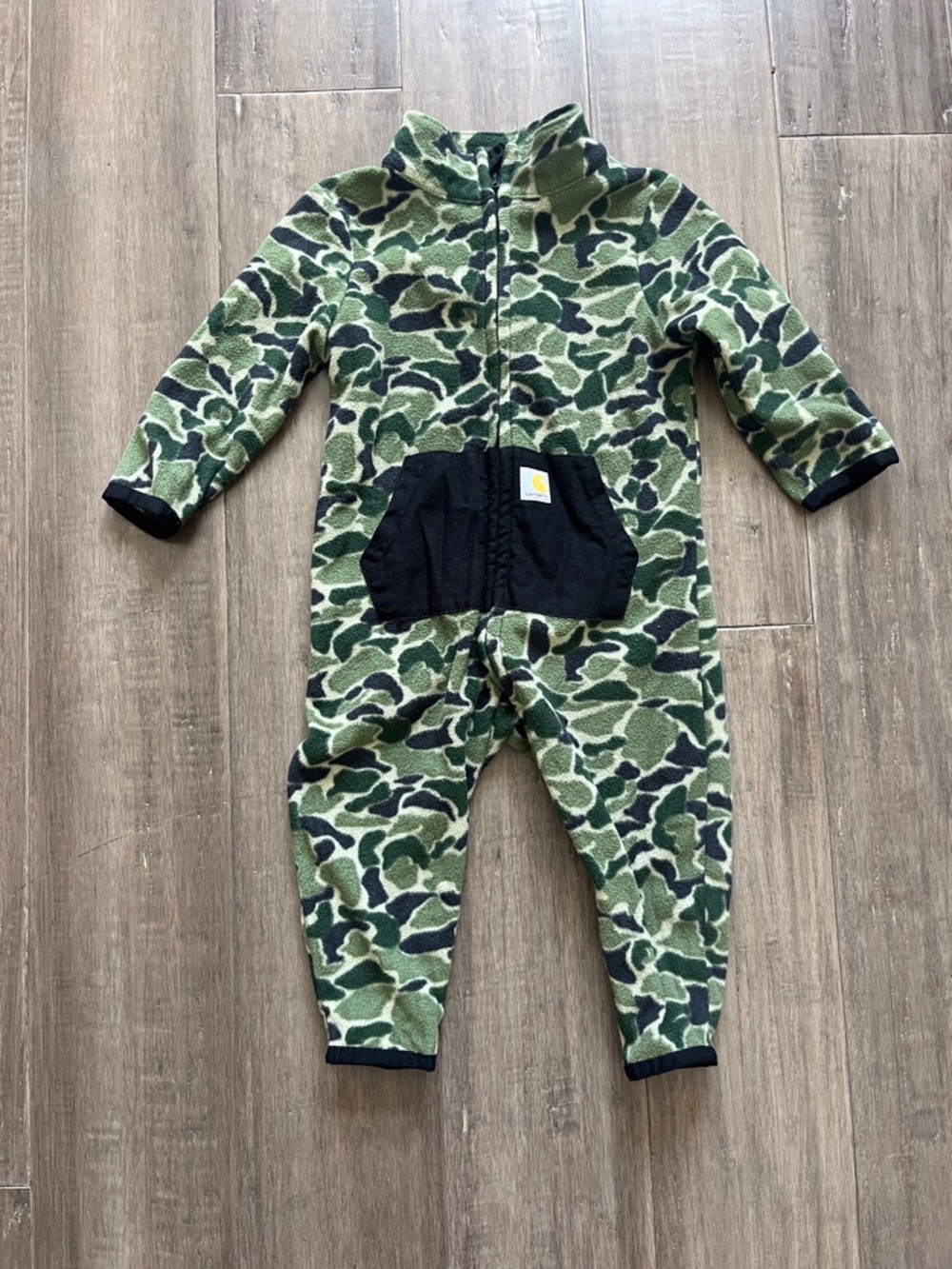 Carhartt Green Camo Infant Fleece One-Piece with Black Pocket 9 Month